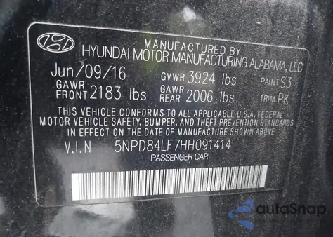 2017 Hyundai Elantra Se z USA, uszkodzony, nr VIN 5NPD84LF7HH091414